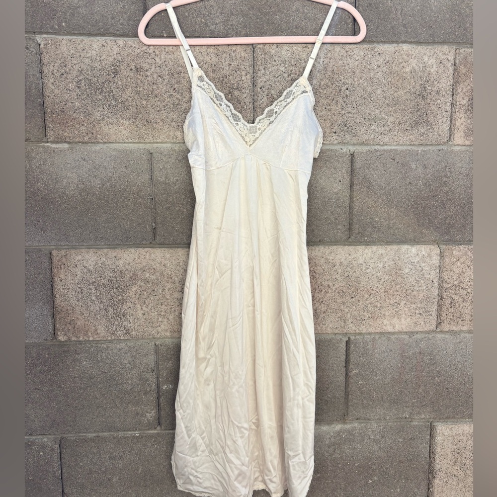 Vintage Cream Lace Trim Slip Dress